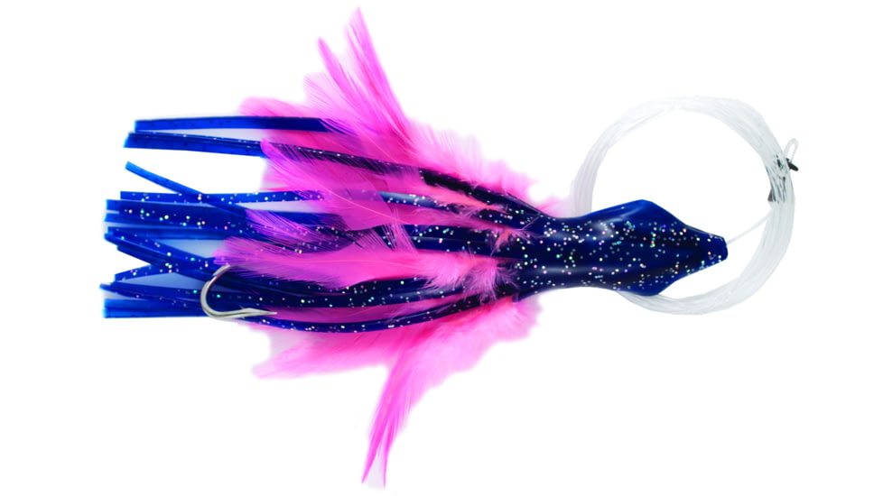 No Alibi NA-DD03-1.5U Dolphin Delight Trolling Lure, Rigged &amp; Ready, Blue/Pink Skirt, 1.5 oz Head, 6", 7/0 Hook, 135 lb Cable, 3 ft, NA-DD03-1.5U
