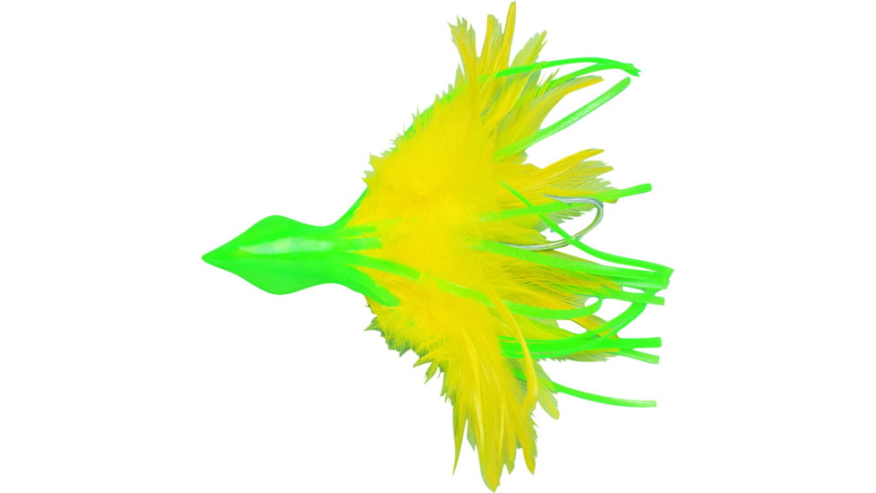No Alibi NA-DD04-1/4U Dolphin Delight Trolling Lure, Rigged &amp; Ready, Green/Yellow Skirt, 1/4 oz Head, 4.5", 7/0 Hook, 135 lb Cable, 3 ft, NA-DD04-1/4U