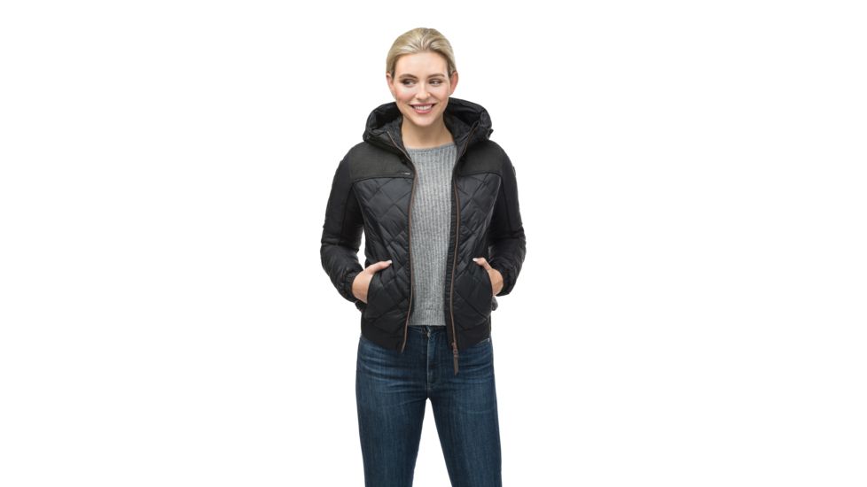 Nobis Elle Quilted Hooded Jacket - Womens -Black/Heathered Black-Medium