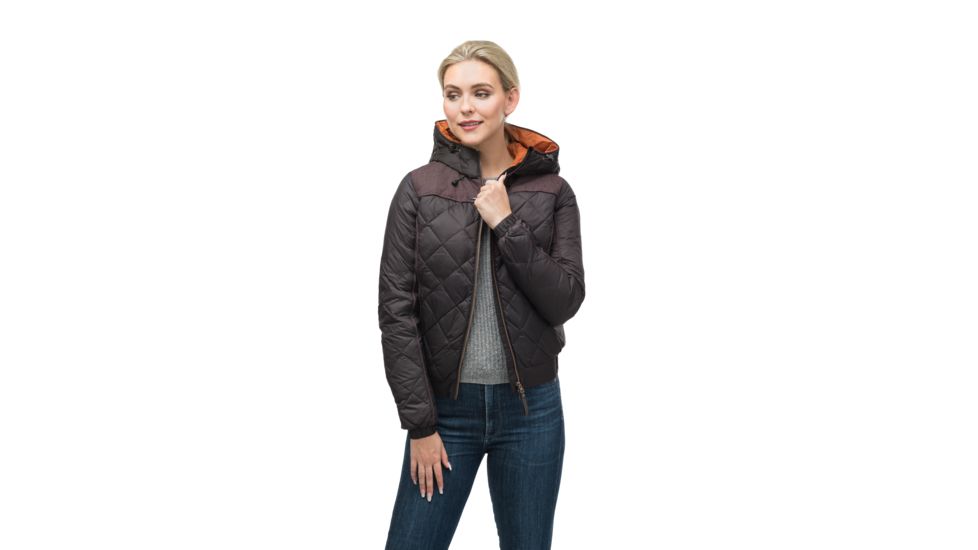 Nobis Elle Quilted Hooded Jacket - Womens -Dark Brown/Heathered Burgundy-Small