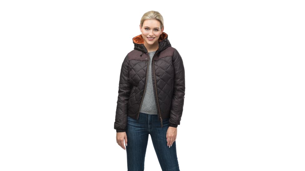 Nobis Elle Quilted Hooded Jacket - Womens -Dark Brown/Heathered Burgundy-Small