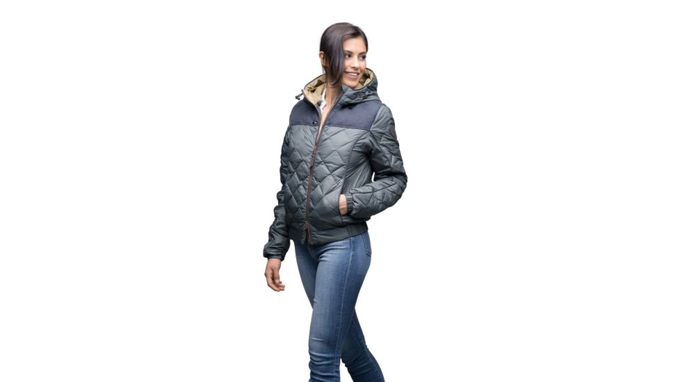Nobis Elle Quilted Hooded Jacket - Womens -Foggy Blue/Heathered Navy-Large