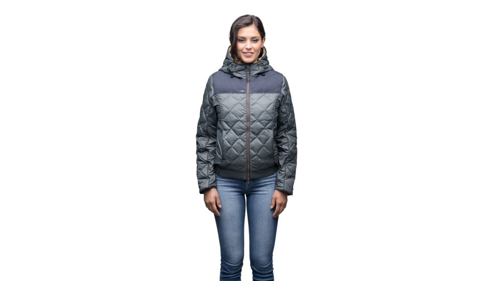 Nobis Elle Quilted Hooded Jacket - Womens -Foggy Blue/Heathered Navy-Large