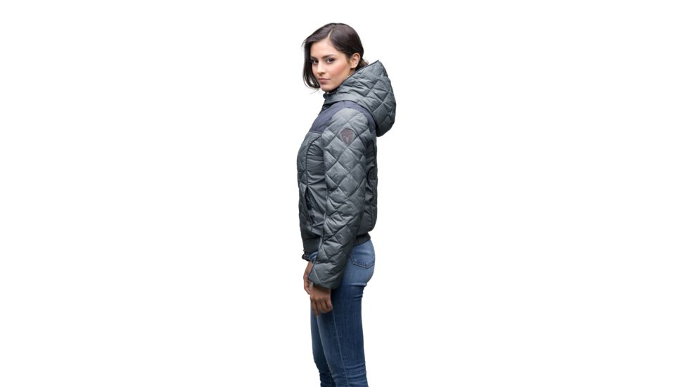 Nobis Elle Quilted Hooded Jacket - Womens -Foggy Blue/Heathered Navy-Large