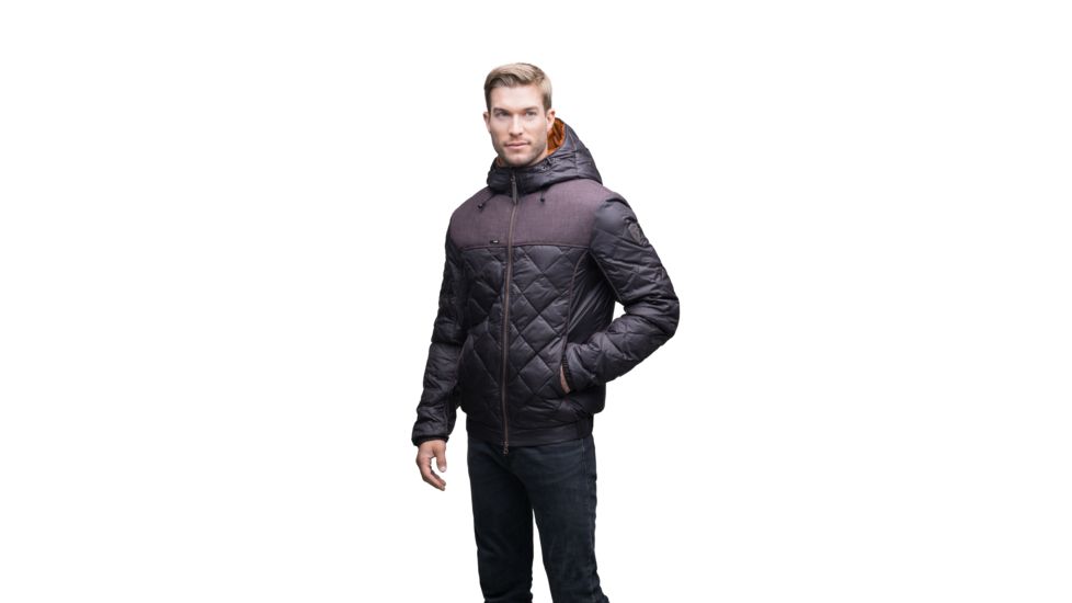 Nobis Elroy Quilted Hooded Jacket - Men's -Dark Brown/Heathered Burgundy-Large