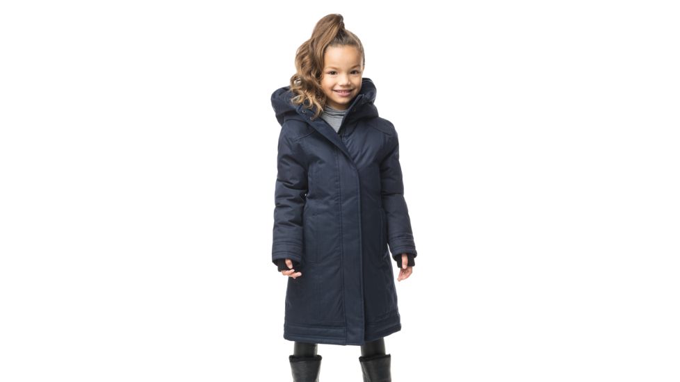 Nobis Little Astrid Long Coat - Kids, Crosshatch Navy, Large, LIL ASTRID-CH NAVY-L