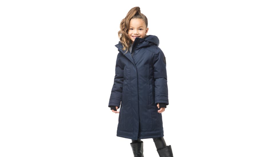 Nobis Little Astrid Long Coat - Kids, Crosshatch Navy, Large, LIL ASTRID-CH NAVY-L