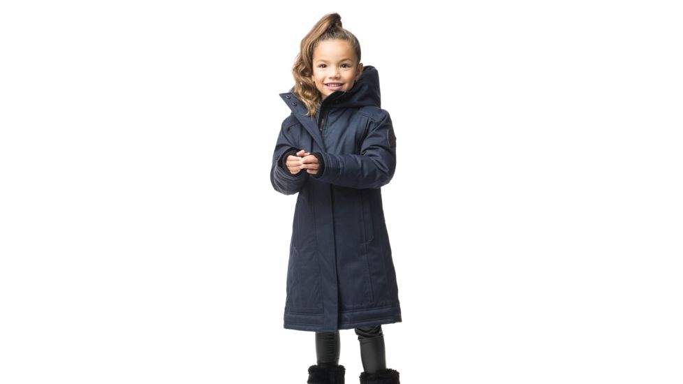Nobis Little Astrid Long Coat - Kids, Crosshatch Navy, Large, LIL ASTRID-CH NAVY-L