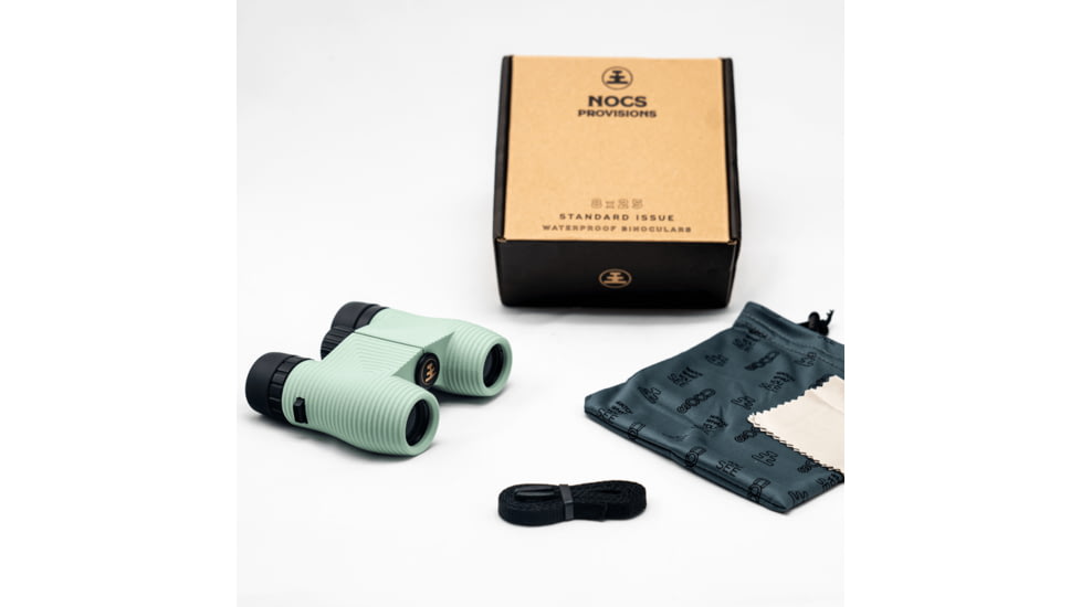 Nocs Provisions Standard Issue 10x25mm Roof Prism Waterproof Binoculars, Rugged, Icy Mint, NOC-STX-GN3