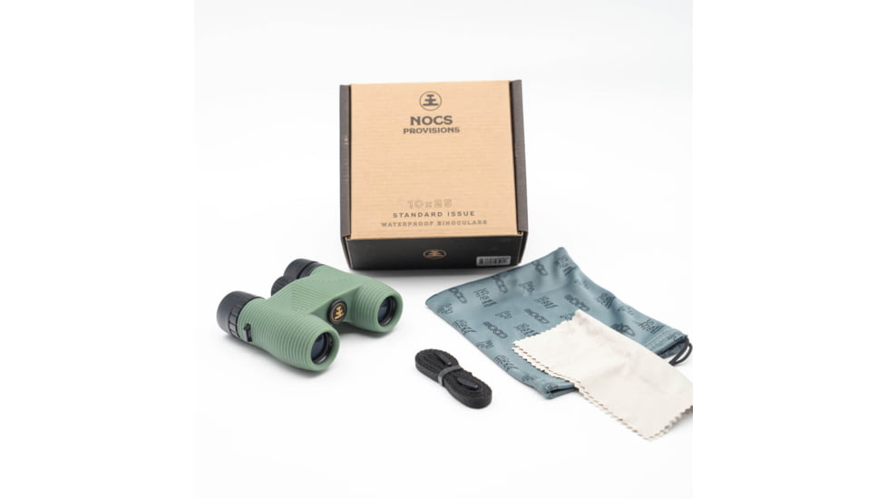Nocs Provisions Standard Issue 10x25mm Roof Prism Waterproof Binoculars, Rugged, Sage Green, NOC-STX-GN1