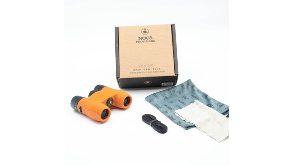 Nocs Provisions Standard Issue 10x25mm Roof Prism Waterproof Binoculars, Rugged, Sunset Orange, NOC-STX-ORG