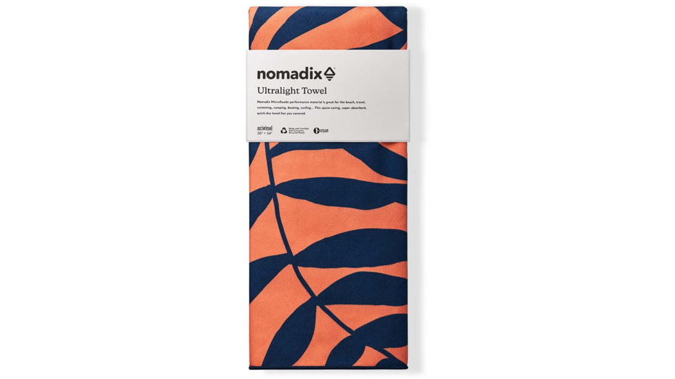 Nomadix Ultralight Towel, Leaf Me Alone Orange, One Size, PKXL-LFAL-102