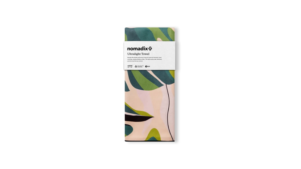 Nomadix Ultralight Towel, Monstera Green Pink, One Size, PKXL-MONS-002