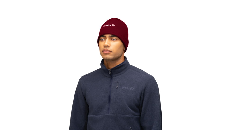 Norrona /29 Light Merinoull Roll Edge Beanie, Rhubarb Melange, One Size, 5230-23-5705-ONE SIZE