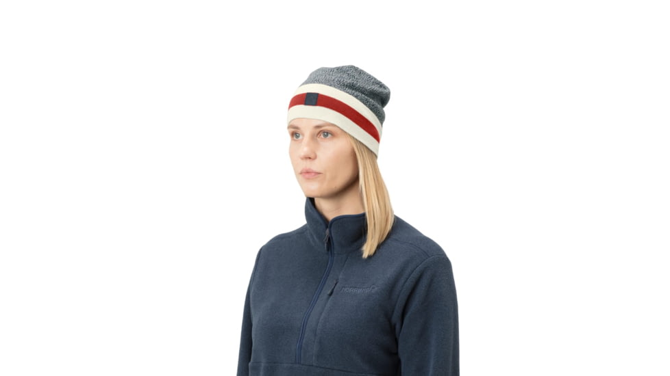 Norrona /29 Marl Knit Stripe Wool Beanie, Indigo Night, One Size, 7042698431110