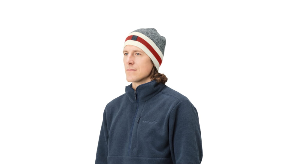 Norrona /29 Marl Knit Stripe Wool Beanie, Indigo Night, One Size, 7042698431110