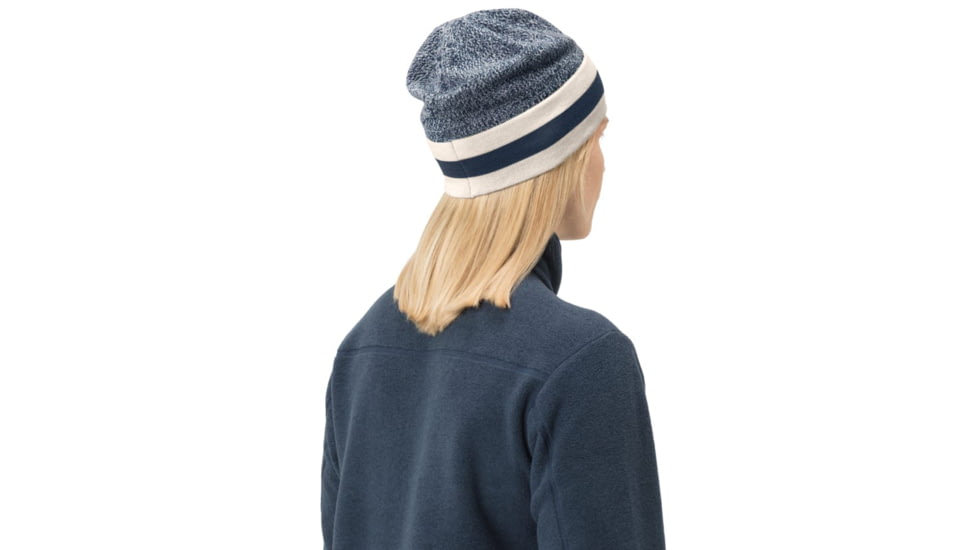 Norrona /29 Marl Knit Stripe Wool Beanie, Indigo Night/Snowdrop, One Size, 7042698463470
