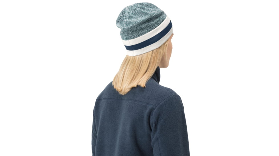 Norrona /29 Marl Knit Stripe Wool Beanie, North Atlantic, One Size, 7042698463494