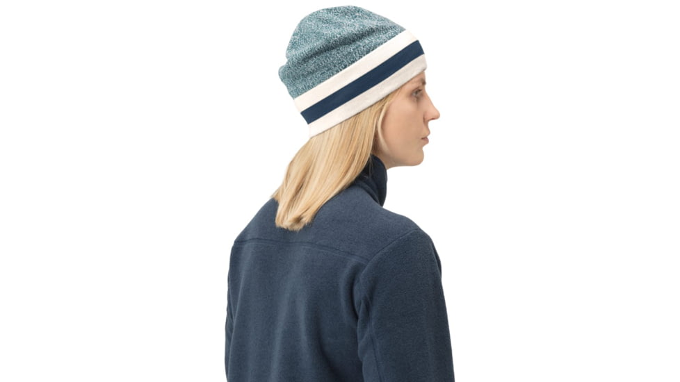 Norrona /29 Marl Knit Stripe Wool Beanie, North Atlantic, One Size, 7042698463494