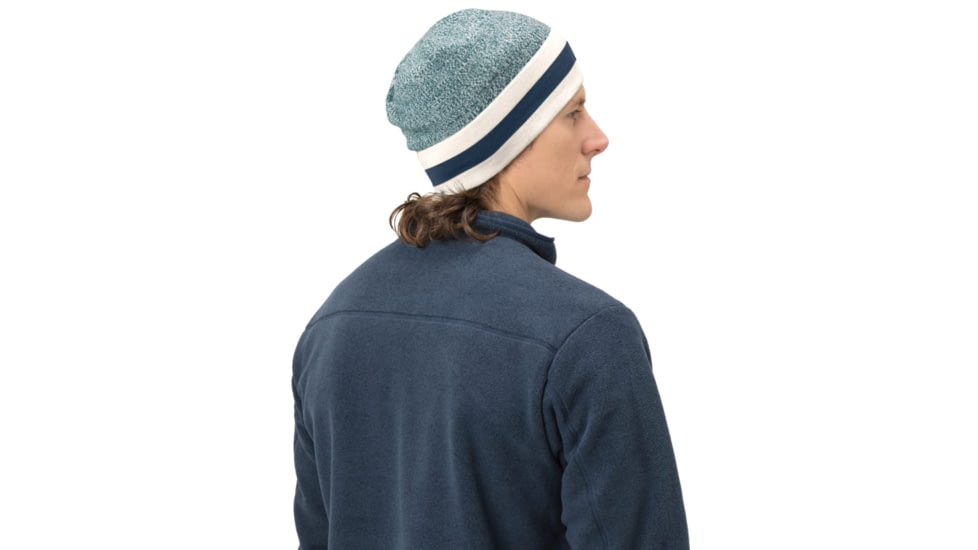 Norrona /29 Marl Knit Stripe Wool Beanie, North Atlantic, One Size, 7042698463494