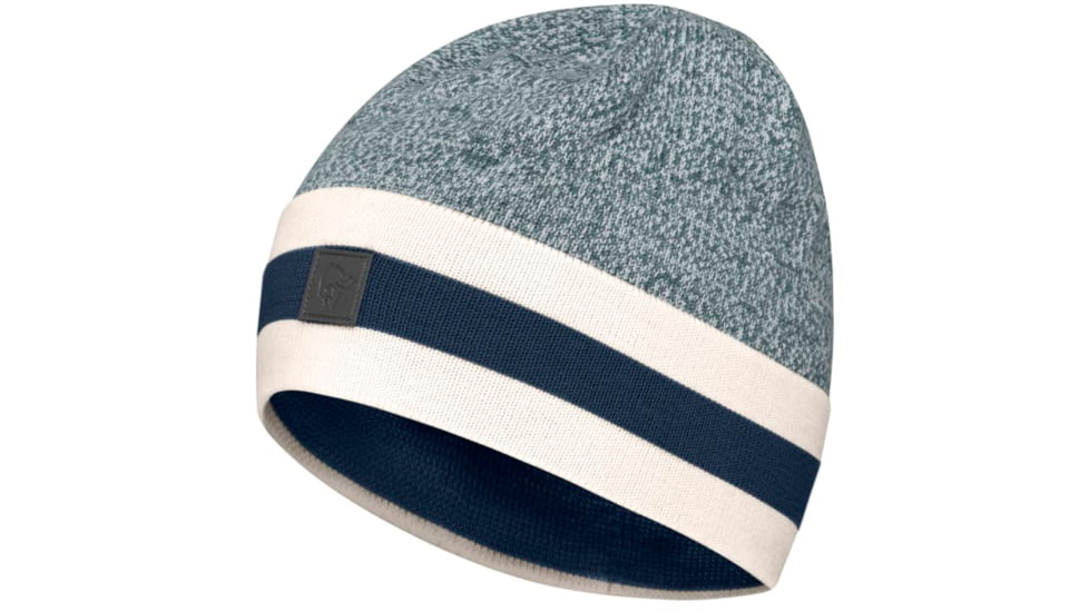 Norrona /29 Marl Knit Stripe Wool Beanie, North Atlantic, One Size, 7042698463494