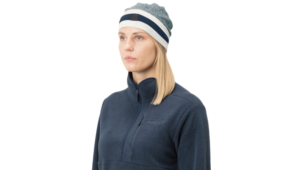 Norrona /29 Marl Knit Stripe Wool Beanie, North Atlantic, One Size, 7042698463494