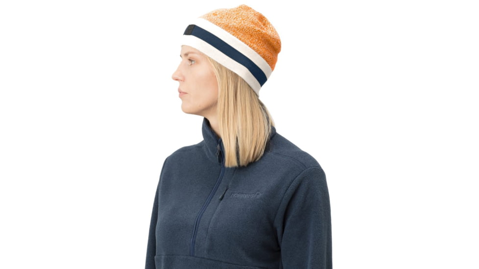 Norrona /29 Marl Knit Stripe Wool Beanie, Orange Popsicle, One Size, 7042698463487
