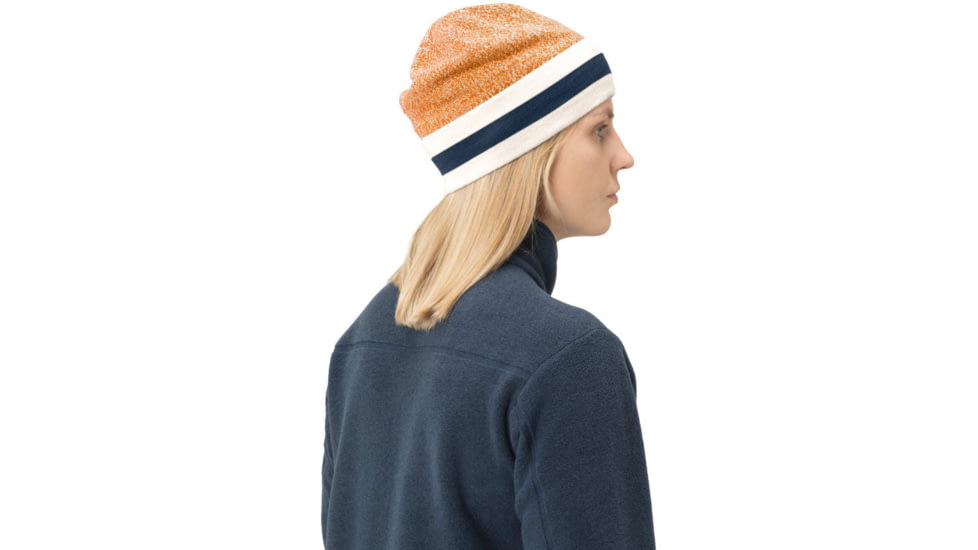 Norrona /29 Marl Knit Stripe Wool Beanie, Orange Popsicle, One Size, 7042698463487