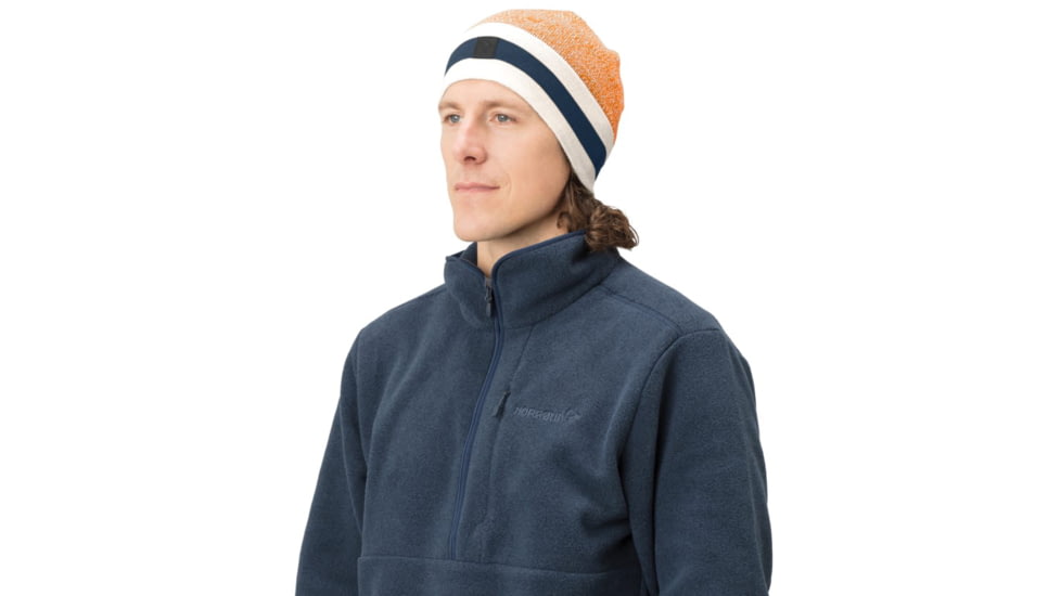 Norrona /29 Marl Knit Stripe Wool Beanie, Orange Popsicle, One Size, 7042698463487
