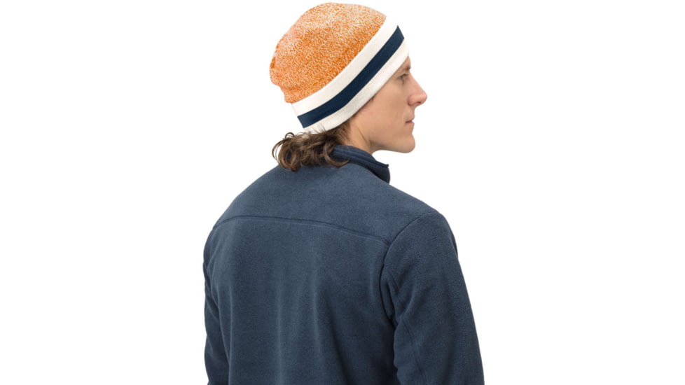 Norrona /29 Marl Knit Stripe Wool Beanie, Orange Popsicle, One Size, 7042698463487