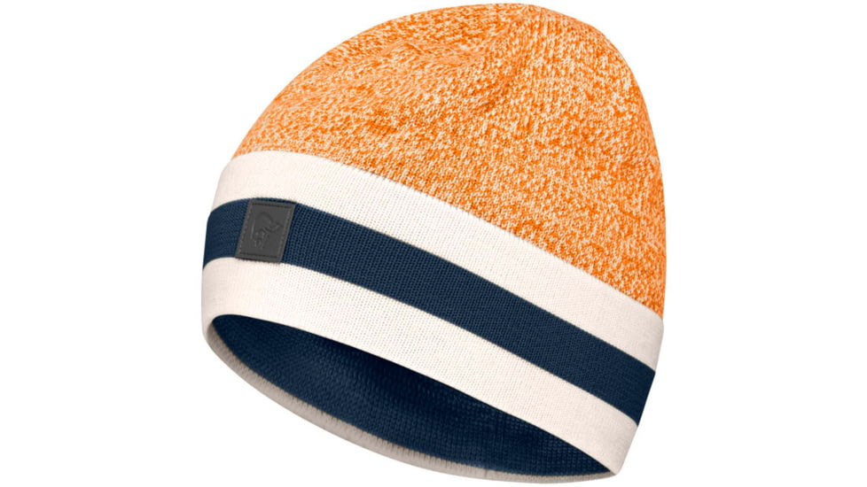 Norrona /29 Marl Knit Stripe Wool Beanie, Orange Popsicle, One Size, 7042698463487