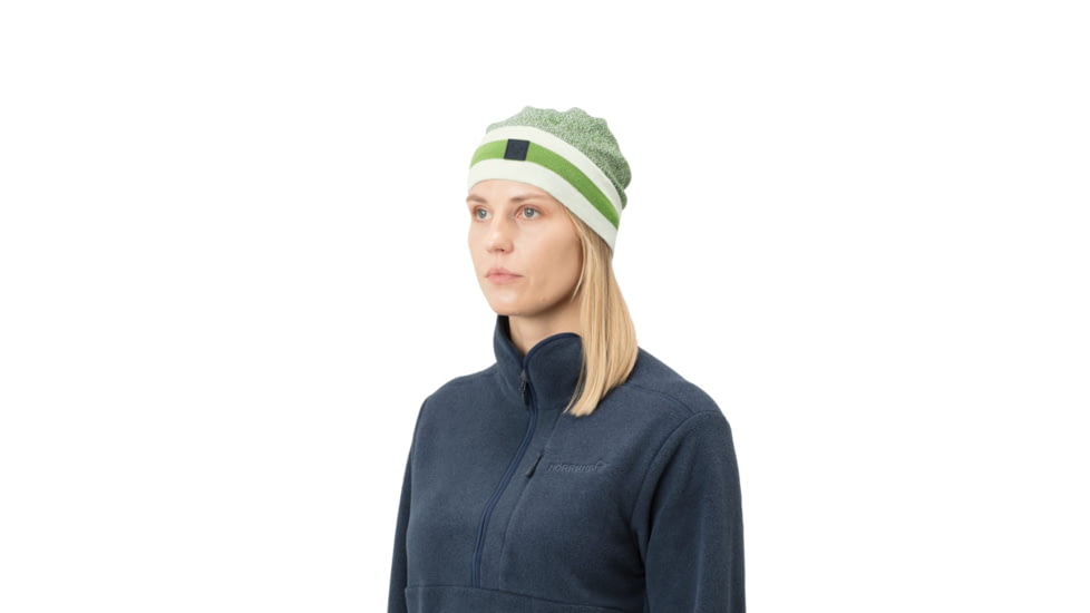 Norrona /29 Marl Knit Stripe Wool Beanie, Treetop, One Size, 7042698431127