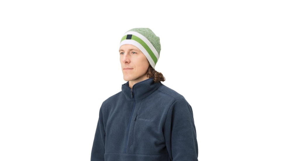 Norrona /29 Marl Knit Stripe Wool Beanie, Treetop, One Size, 7042698431127