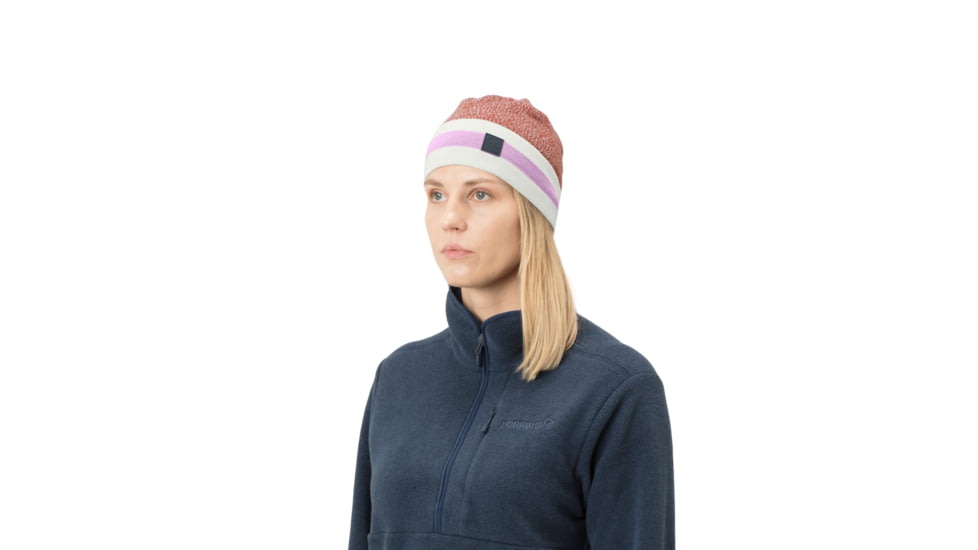 Norrona /29 Marl Knit Stripe Wool Beanie, Violet Tulle, One Size, 7042698431134