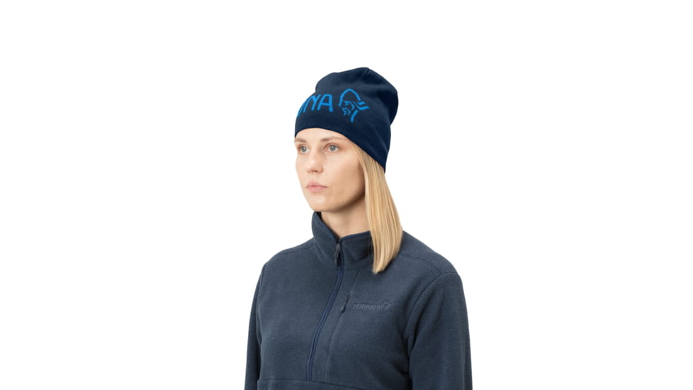 Norrona /29 Reversible Cotton Beanie, Campanula/Indigo Night, Large, 7042698429902