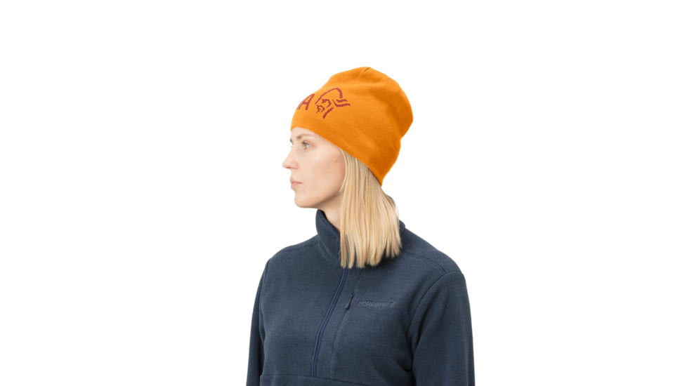 Norrona /29 Reversible Cotton Beanie, Rooibos Tea/Orange Crush, Small, 7042698429896