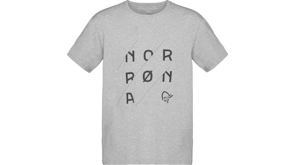 Norrona Cotton Slant Logo T-Shirt - Mens, Grey Melange, Extra Large, 3415-21-8870-XL