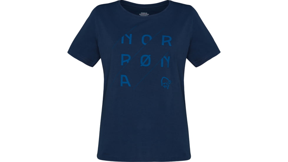Norrona Cotton Slant Logo T-Shirt - Womens, Indigo Night, Small, 3420-21-2295-S