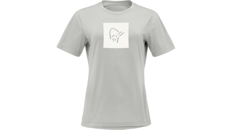 Norrona Cotton Square Viking T-Shirt - Womens, Drizzle Melange/Snowdrop, Extra Small, 3425-21-8011-XS