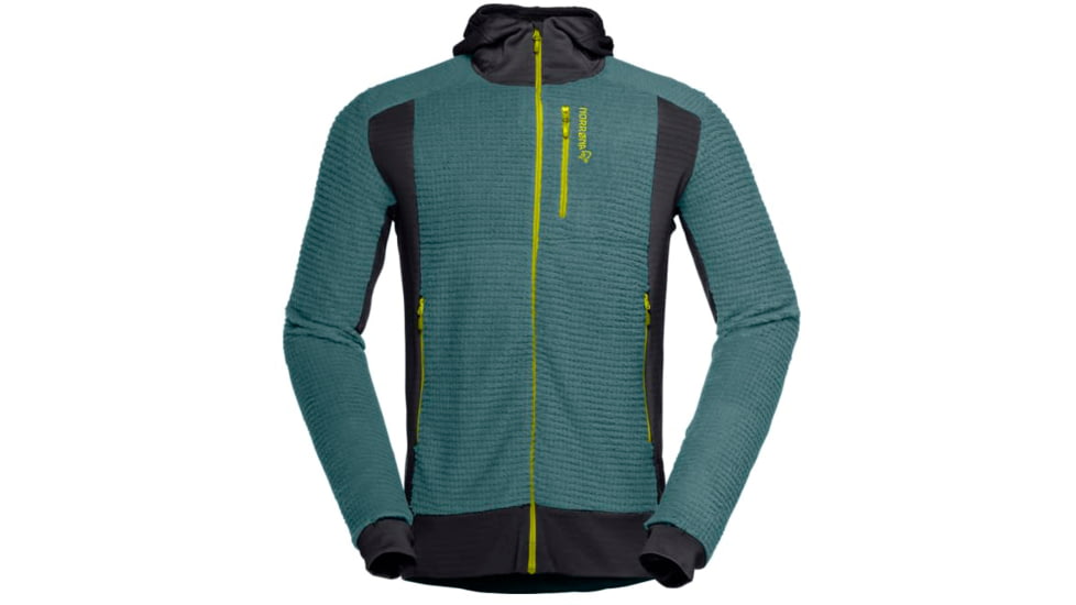 Norrona Falketind Alpha120 Zip Hood - Mens, North Atlantic/Caviar, Extra Large, 7042698458551