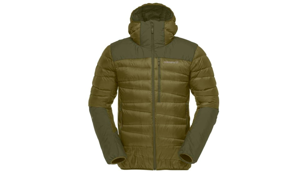 Norrona Falketind Down Hooded Jacket - Mens, Olive Drab/Olive Night, Small, 1833-20 3908 S