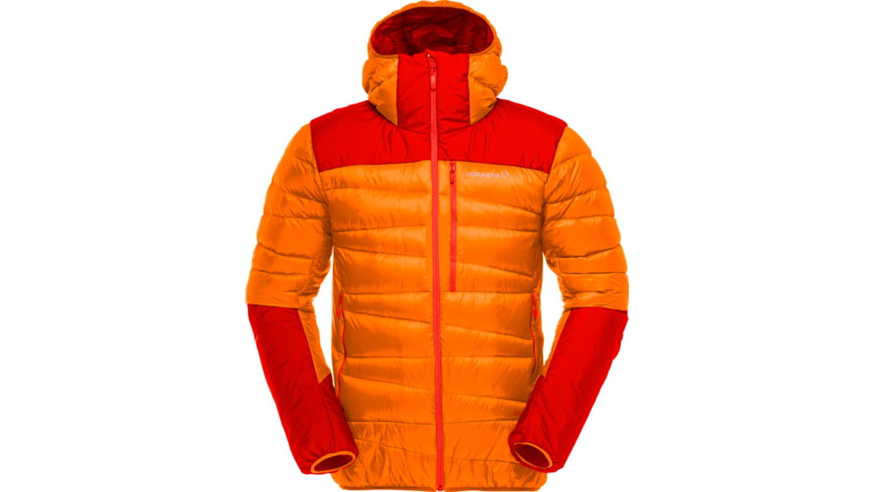 Norrona Falketind Down Hooded Jacket - Men's, Orange/Arednalin Red, Medium, 1833-20 5541 M