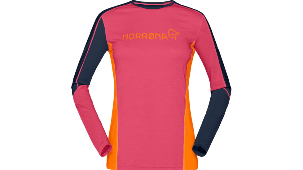 Norrona Falketind Equaliser Merino Round Neck Shirt - Womens, Honeysuckle/Indigo Night, Small, 7042698472625