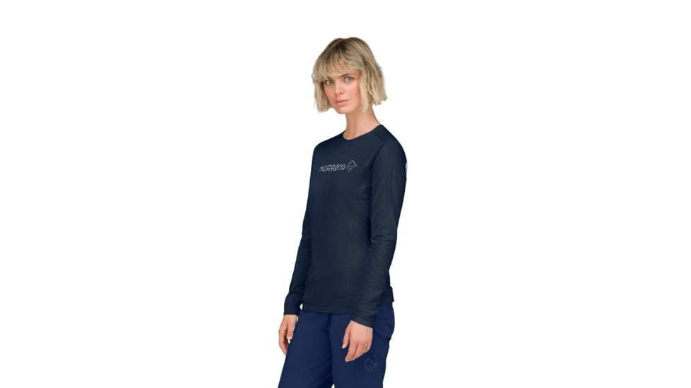 Norrona Falketind Equaliser Merino Round Neck Shirt - Womens, Indigo Night, Small, 1822-22-2295-S