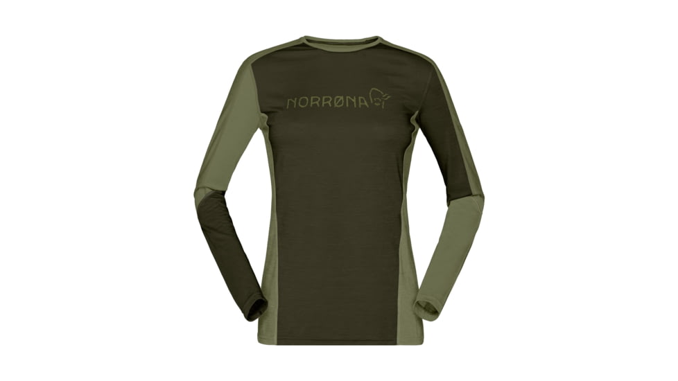 Norrona Falketind Equaliser Merino Round Neck Shirt - Womens, Olive Night/Rosin, Small, 1822-22-3319-S