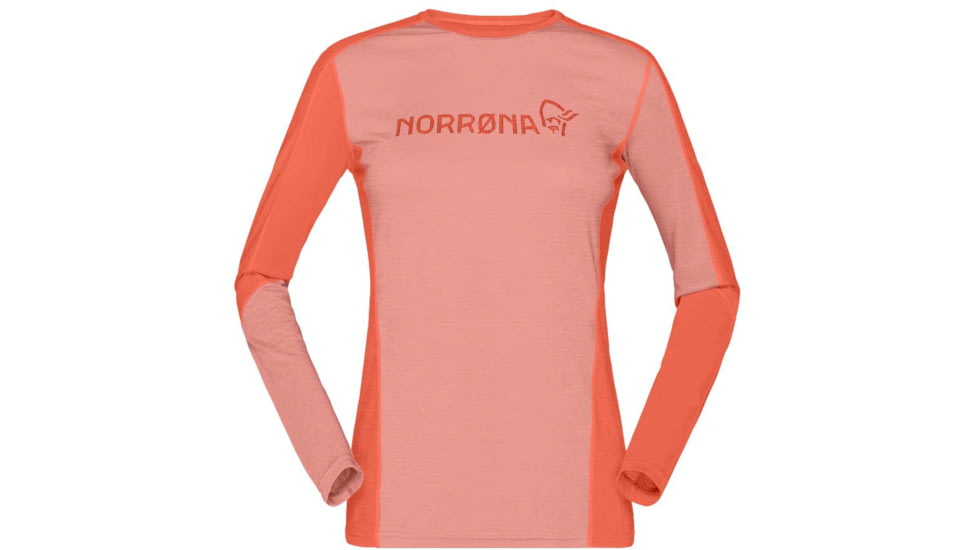 Norrona Falketind Equaliser Merino Round Neck Shirt - Womens, Peach Amber/Orange Alert, Small, 1822-22 5649 S