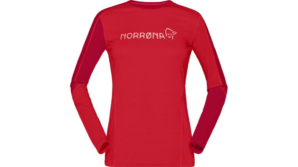 Norrona Falketind Equaliser Merino Round Neck Shirt - Womens, True Red/Jester Red, Large, 7042698472458