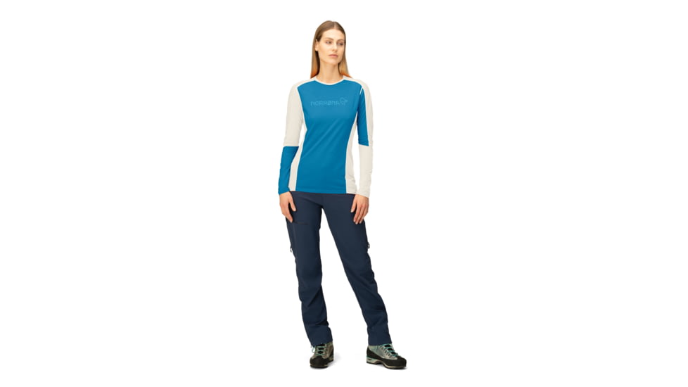 Norrona Falketind Equaliser Merino Round Neck - Womens, Hawaiian Surf/Snowdrop, Large, 1822-22 6633 L