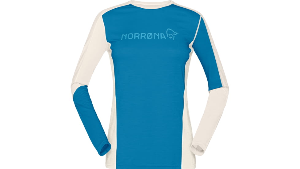 Norrona Falketind Equaliser Merino Round Neck - Womens, Hawaiian Surf/Snowdrop, Large, 1822-22 6633 L