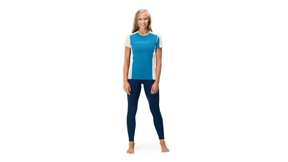 Norrona Falketind Equaliser Merino T-Shirt - Womens, Hawaiian Surf/Snowdrop, Small, 1823-22 6633 S